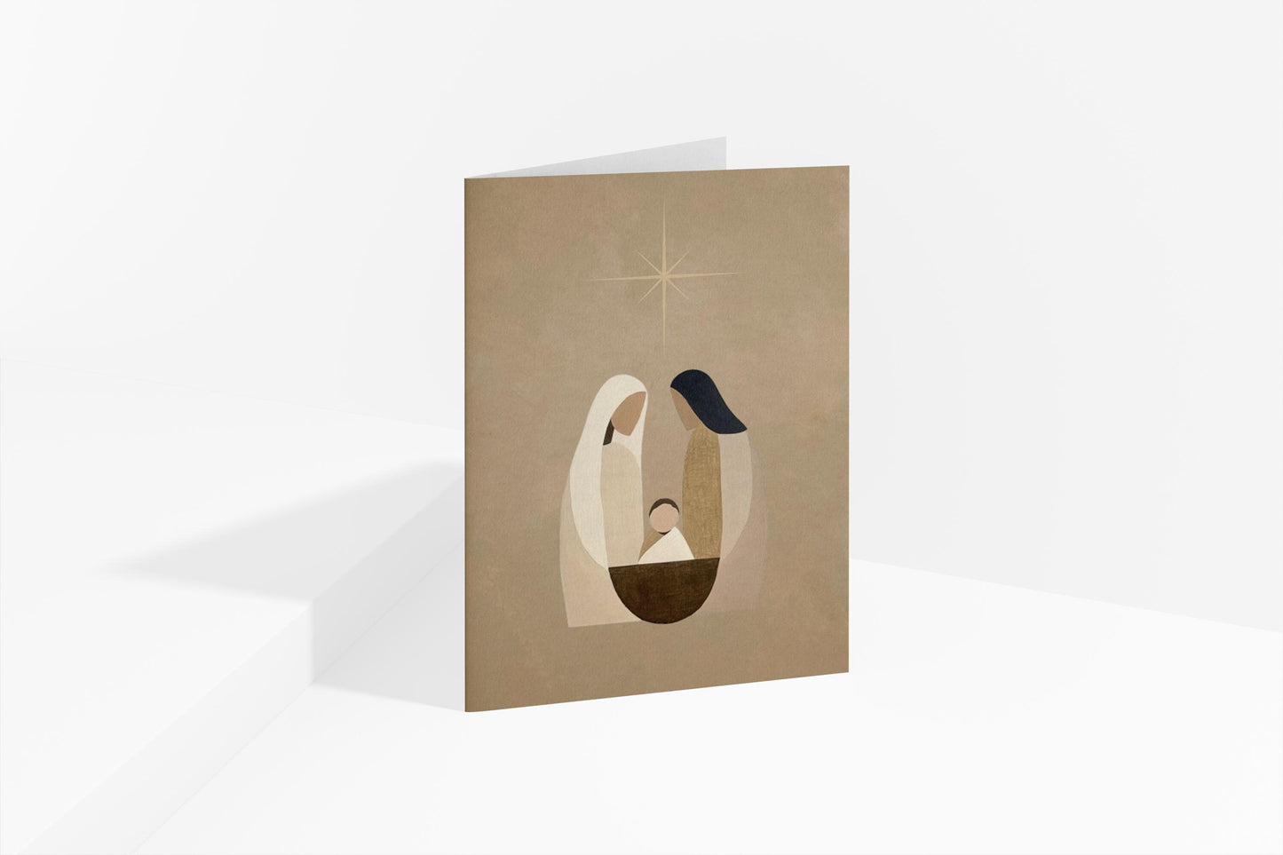 Minimalist Nativity Christmas Card A6 Christian Greeting with Kraft Envelope Faith Based Holiday Card  Religious Xmas Stationery Jesus