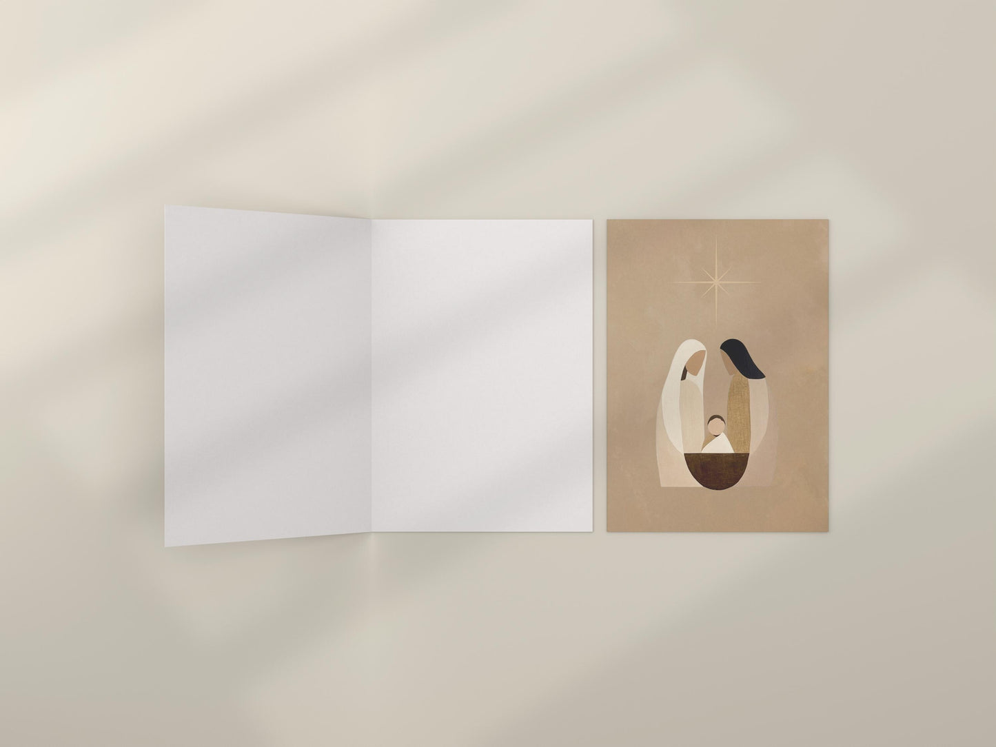 Minimalist Nativity Christmas Card A6 Christian Greeting with Kraft Envelope Faith Based Holiday Card  Religious Xmas Stationery Jesus