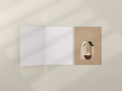 Minimalist Nativity Christmas Card A6 Christian Greeting with Kraft Envelope Faith Based Holiday Card  Religious Xmas Stationery Jesus
