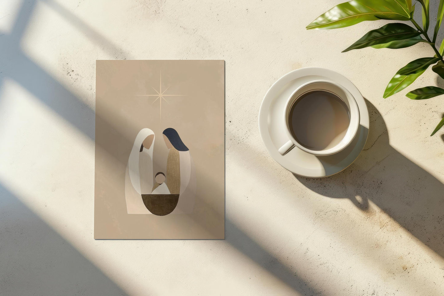 Minimalist Nativity Christmas Card A6 Christian Greeting with Kraft Envelope Faith Based Holiday Card  Religious Xmas Stationery Jesus