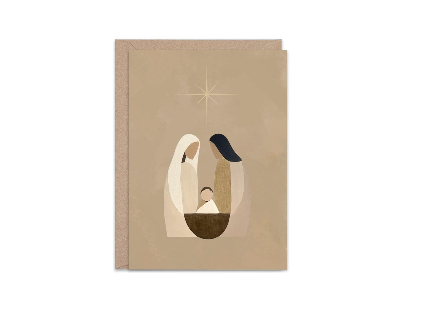 Minimalist Nativity Christmas Card A6 Christian Greeting with Kraft Envelope Faith Based Holiday Card  Religious Xmas Stationery Jesus