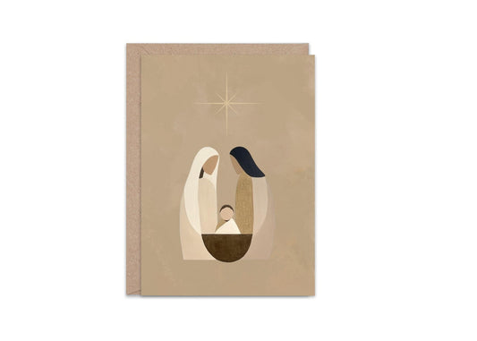 Minimalist Nativity Christmas Card A6 Christian Greeting with Kraft Envelope Faith Based Holiday Card  Religious Xmas Stationery Jesus