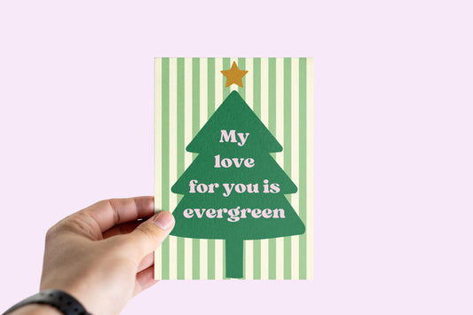 Romantic Christmas Card  Rustic Tree Card for Couples Evergreen Love Christmas Card A6 Holiday Greeting xmas card for him xmas card for her