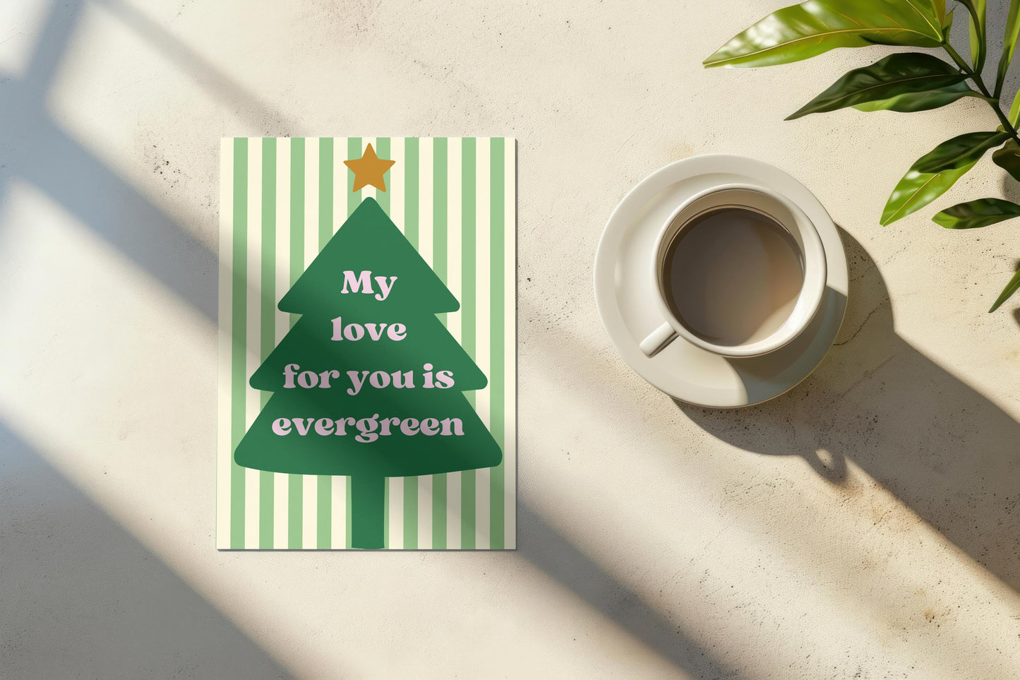 Romantic Christmas Card  Rustic Tree Card for Couples Evergreen Love Christmas Card A6 Holiday Greeting xmas card for him xmas card for her