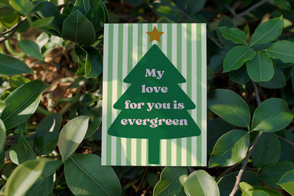 Romantic Christmas Card  Rustic Tree Card for Couples Evergreen Love Christmas Card A6 Holiday Greeting xmas card for him xmas card for her