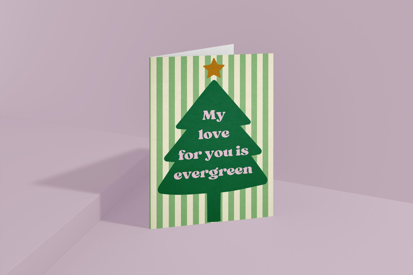 Romantic Christmas Card  Rustic Tree Card for Couples Evergreen Love Christmas Card A6 Holiday Greeting xmas card for him xmas card for her