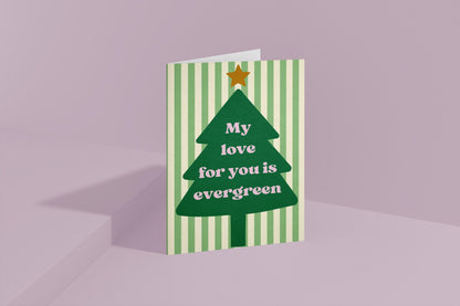 Romantic Christmas Card  Rustic Tree Card for Couples Evergreen Love Christmas Card A6 Holiday Greeting xmas card for him xmas card for her