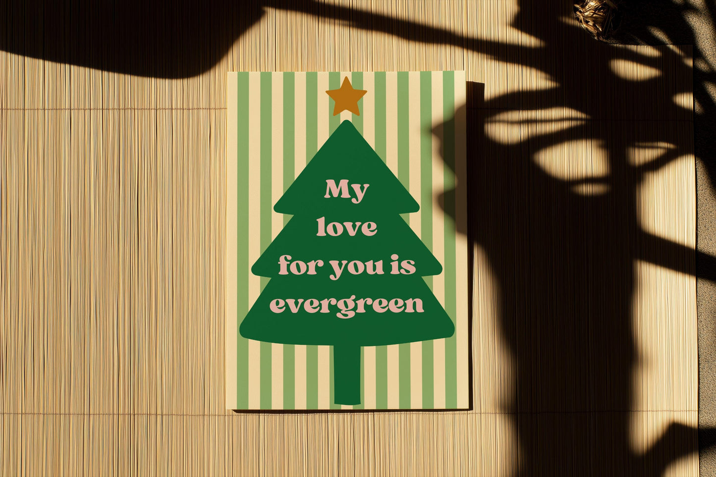 Romantic Christmas Card  Rustic Tree Card for Couples Evergreen Love Christmas Card A6 Holiday Greeting xmas card for him xmas card for her