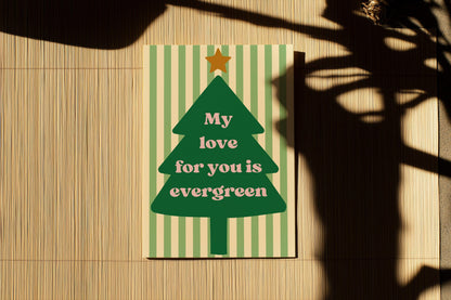 Romantic Christmas Card  Rustic Tree Card for Couples Evergreen Love Christmas Card A6 Holiday Greeting xmas card for him xmas card for her