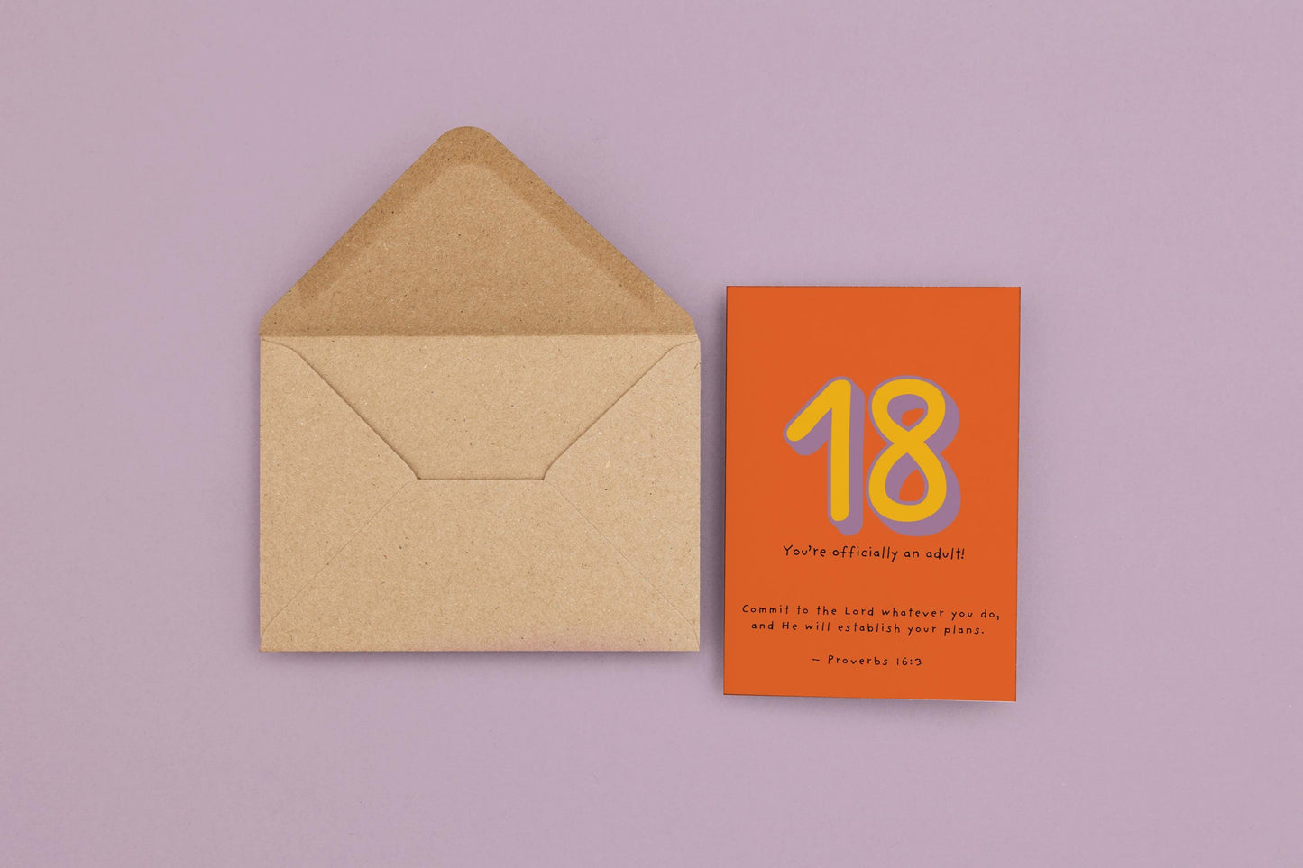 Christian 18th Birthday Card Proverbs 16:3 Scripture Card Religious Milestone Birthday Blessing Faith Greeting Card coming of age blessing