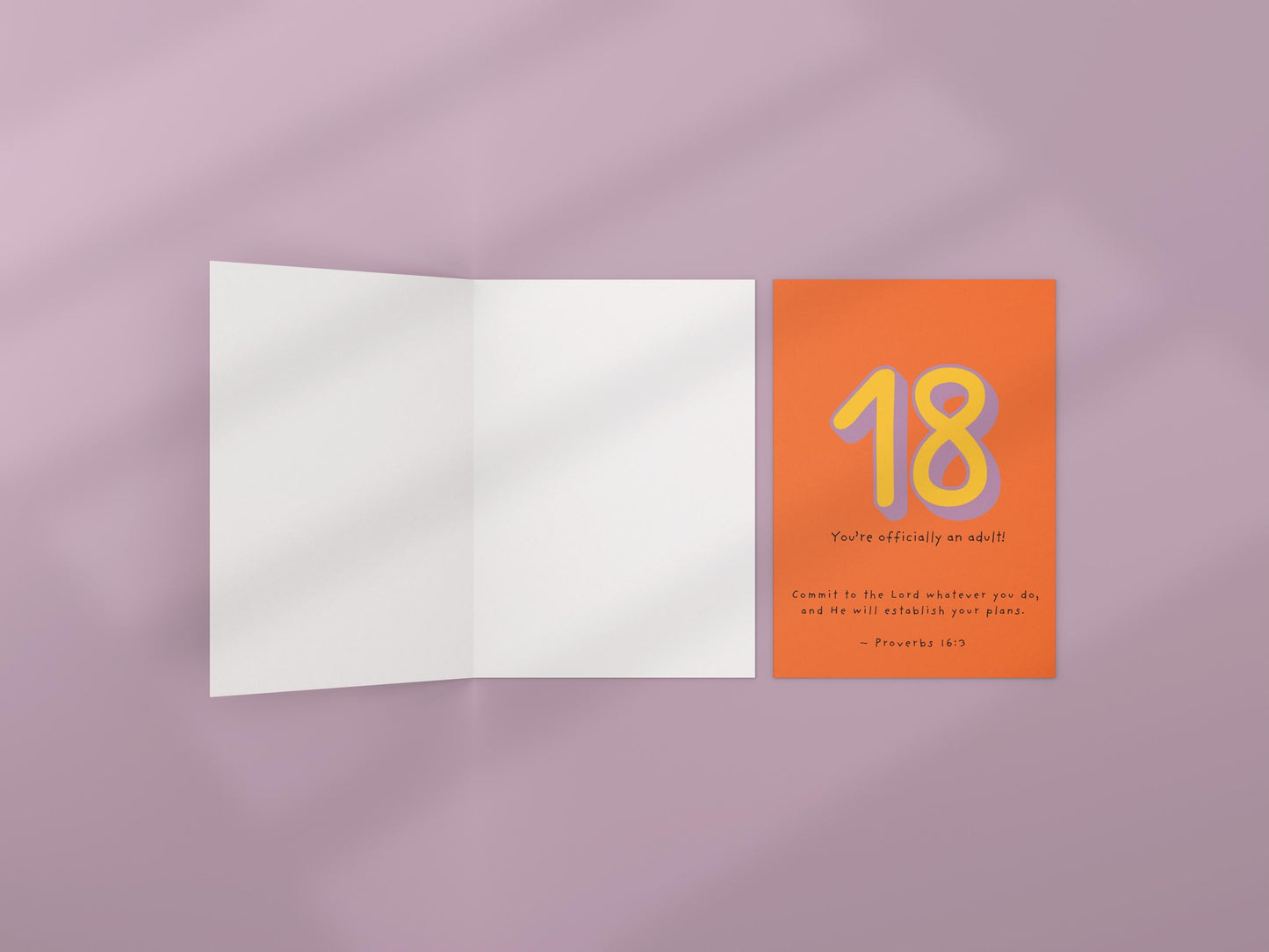 Christian 18th Birthday Card Proverbs 16:3 Scripture Card Religious Milestone Birthday Blessing Faith Greeting Card coming of age blessing