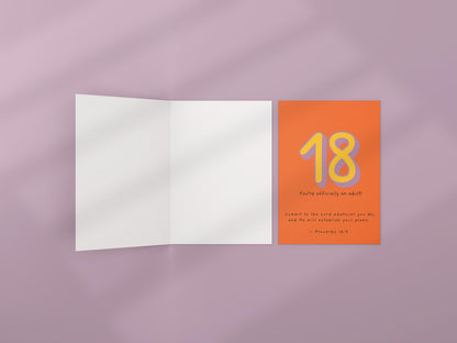 Christian 18th Birthday Card Proverbs 16:3 Scripture Card Religious Milestone Birthday Blessing Faith Greeting Card coming of age blessing