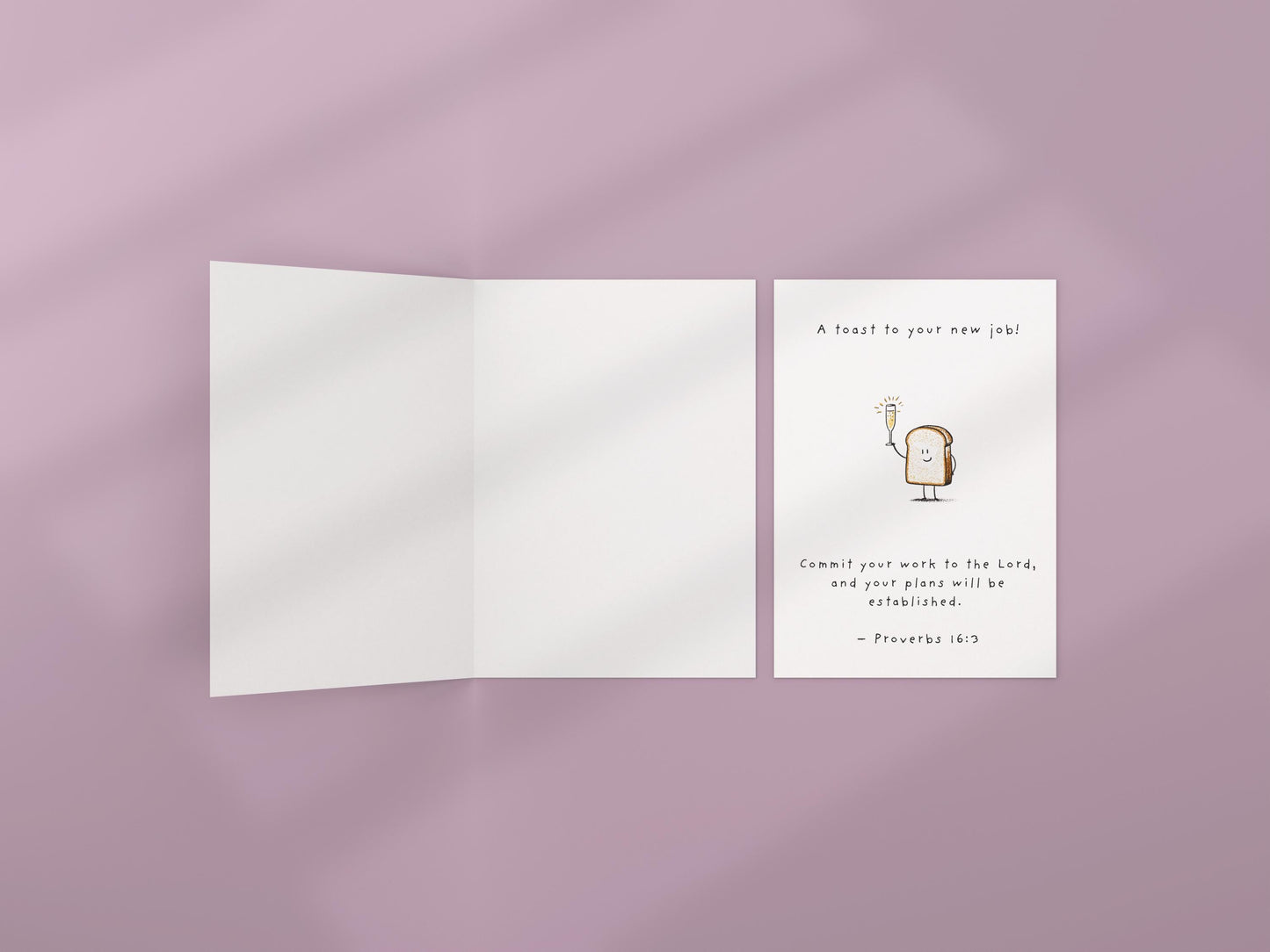 Christian New Job Card: Proverbs 16 Toast Illustration
