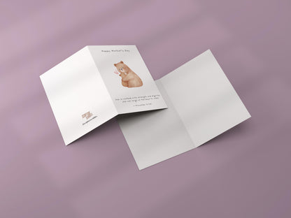 Christian Mother’s Day Card Proverbs 31:25 Scripture card for mom Religious Mum Card Faith Greeting Bear & Cub Illustration card for mum