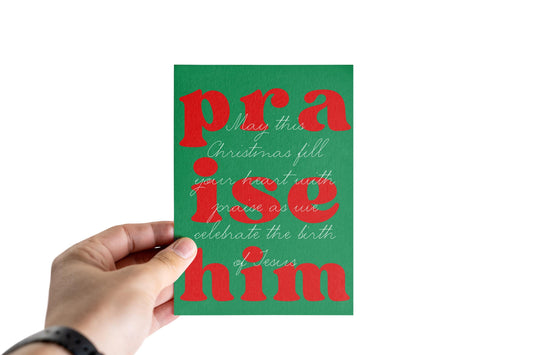 Christian Christmas Card Praise Him Card Cute Christmas Card Religious Holiday Greeting Jesus Birth Card Faith Based Card for Believers