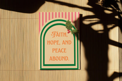 Faith Hope Peace Christmas Card Christian Holiday Greeting Religious Christmas Card Scripture Inspired Card Encouragement Christian Faith