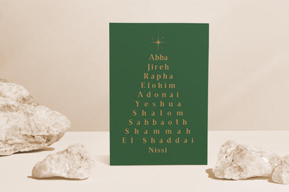 Names of God Christmas Card Typography Christian Holiday Greeting Religious Scripture Faith Stationery Bible Verse Card Jesus is the reason