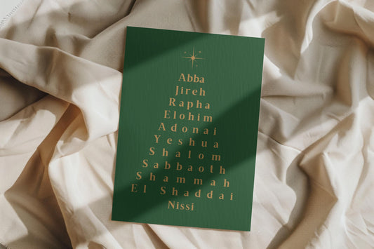 Names of God Christmas Card Typography Christian Holiday Greeting Religious Scripture Faith Stationery Bible Verse Card Jesus is the reason