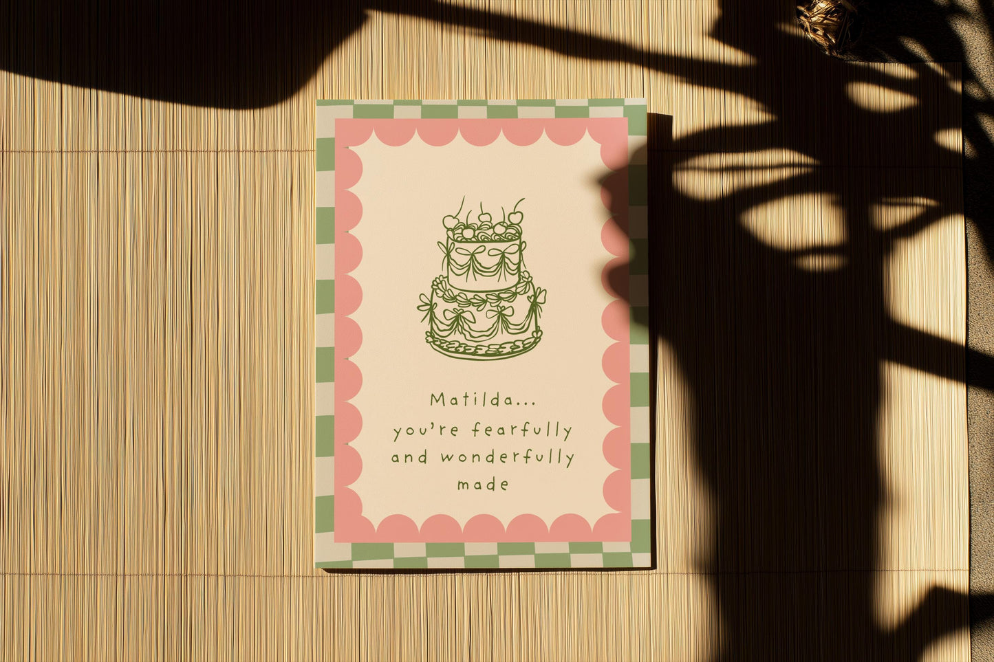 Personalised Christian Birthday Card Fearfully Wonderfully Made Bible Verse Card Religious Celebration Custom Name Cake Design Personalized
