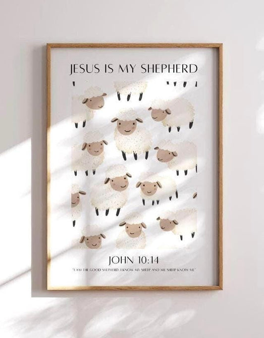 Jesus Is My Shepherd Nursery Print: Christian Kids Room Decor (Digital Download)