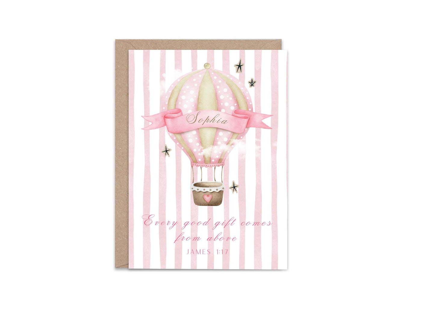 Personalized Chistian New Baby Card, new parents, custom cute new baby arrival vintage design, gift from above