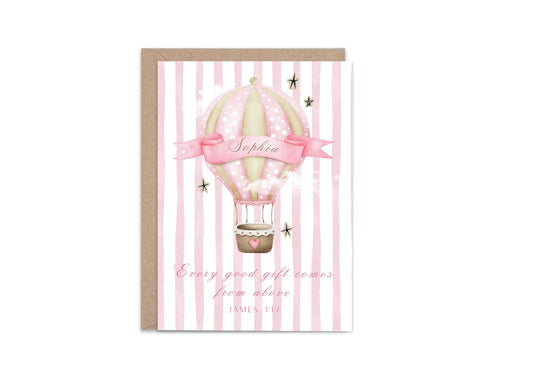 Personalized Chistian New Baby Card, new parents, custom cute new baby arrival vintage design, gift from above