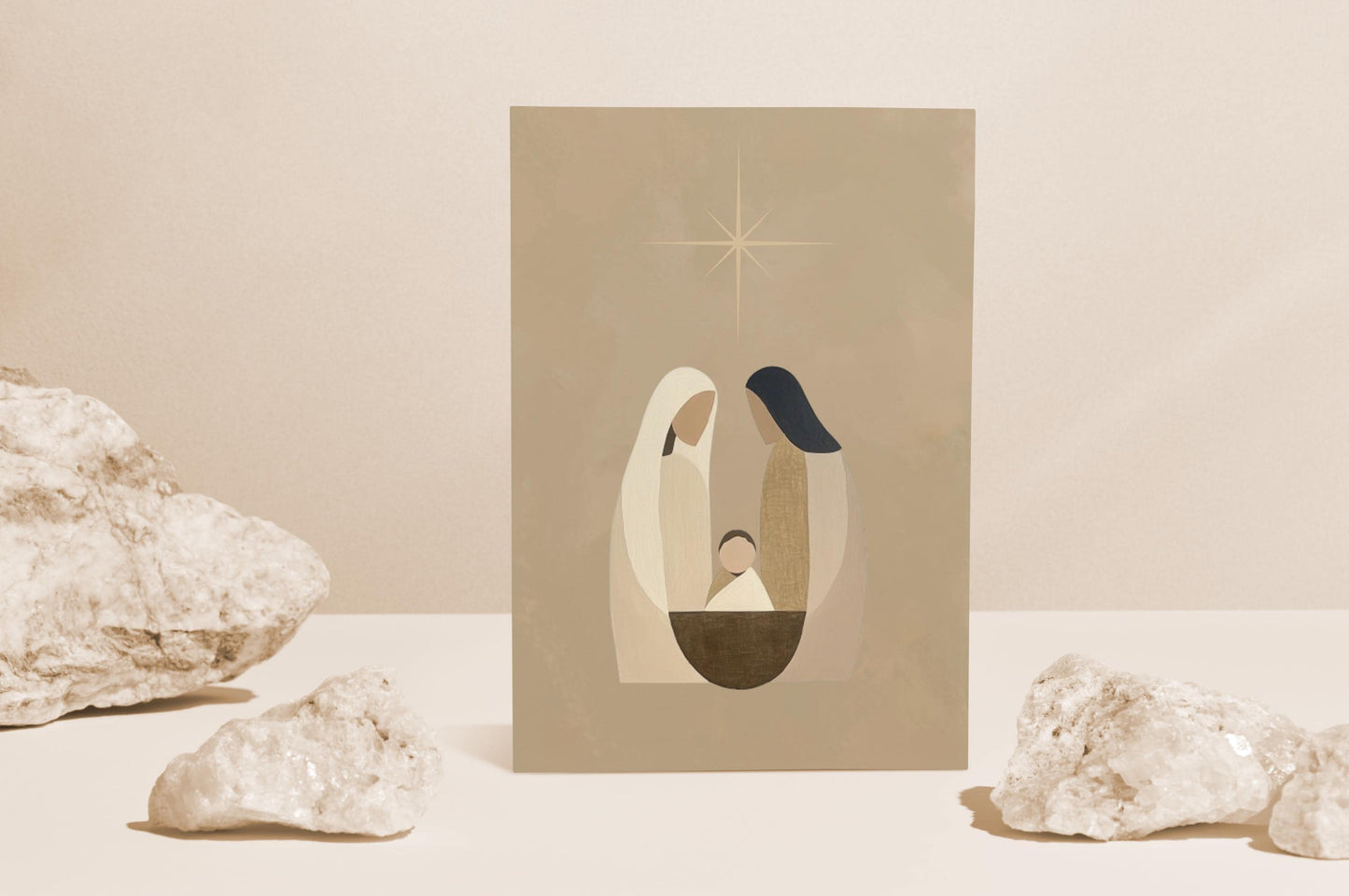 Minimalist Nativity Christmas Card A6 Christian Greeting with Kraft Envelope Faith Based Holiday Card  Religious Xmas Stationery Jesus