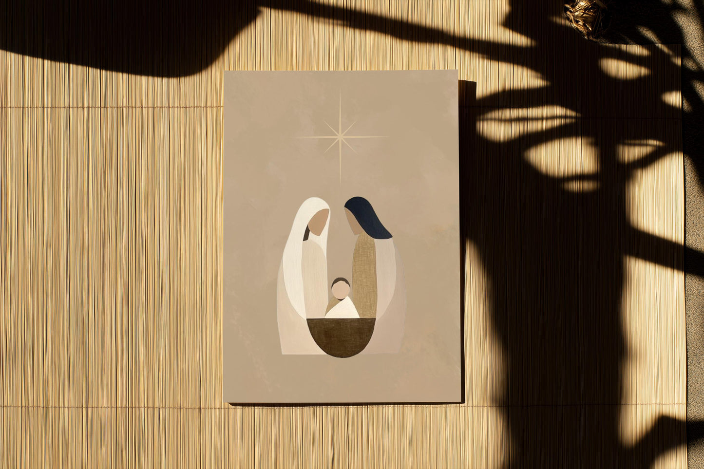 Minimalist Nativity Christmas Card A6 Christian Greeting with Kraft Envelope Faith Based Holiday Card  Religious Xmas Stationery Jesus