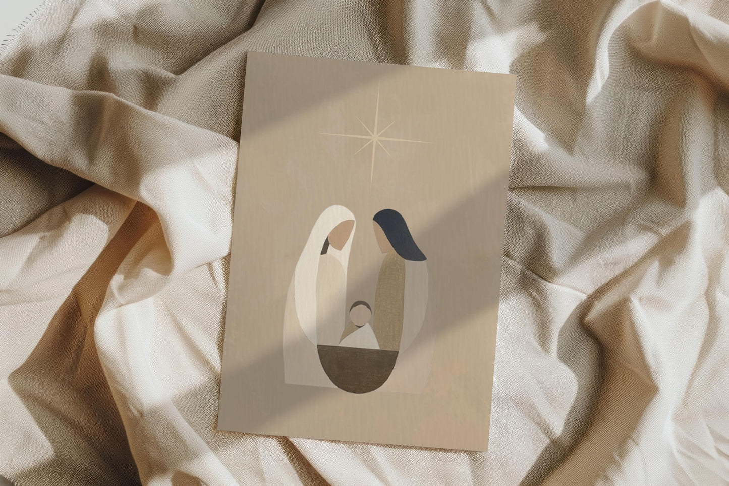 Minimalist Nativity Christmas Card A6 Christian Greeting with Kraft Envelope Faith Based Holiday Card  Religious Xmas Stationery Jesus