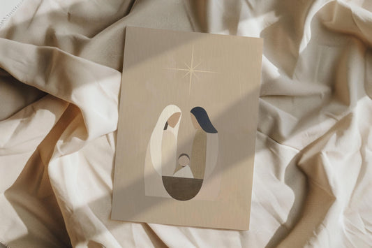 Minimalist Nativity Christmas Card A6 Christian Greeting with Kraft Envelope Faith Based Holiday Card  Religious Xmas Stationery Jesus
