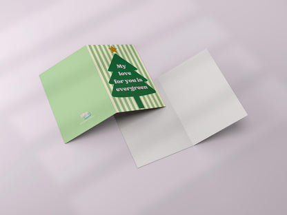 Romantic Christmas Card  Rustic Tree Card for Couples Evergreen Love Christmas Card A6 Holiday Greeting xmas card for him xmas card for her