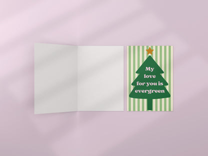 Romantic Christmas Card  Rustic Tree Card for Couples Evergreen Love Christmas Card A6 Holiday Greeting xmas card for him xmas card for her