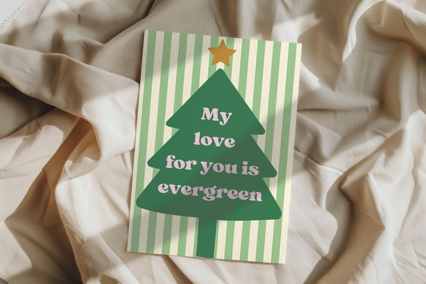 Romantic Christmas Card  Rustic Tree Card for Couples Evergreen Love Christmas Card A6 Holiday Greeting xmas card for him xmas card for her