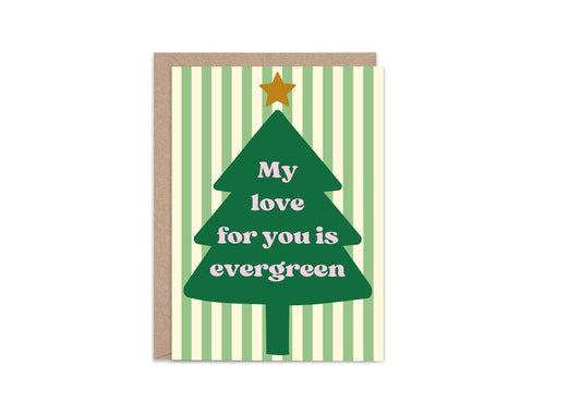 Romantic Christmas Card  Rustic Tree Card for Couples Evergreen Love Christmas Card A6 Holiday Greeting xmas card for him xmas card for her