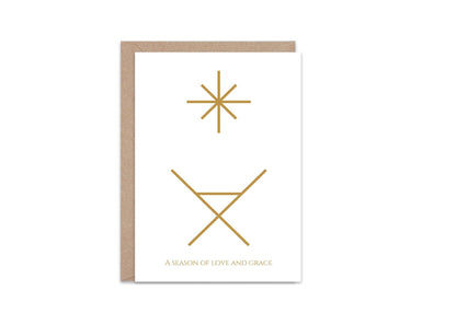 A6 Christmas Card Season of Love and Grace Minimalist Gold Holiday Greeting Christian Scripture Inspired Card Christmas Gift Card unique