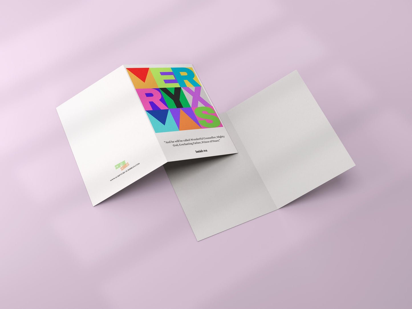 A6 Christian Christmas Card MERRY XMAS Modern Design Isaiah 9:6 Scripture Greeting Bold Colourful Holiday Card bible verse christmas card