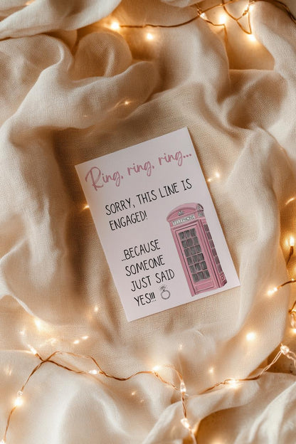 Engagement Card “Ring, ring” Sorry This Line Is Engaged Pink Telephone A6 Greeting Card | Newly Engaged Gift