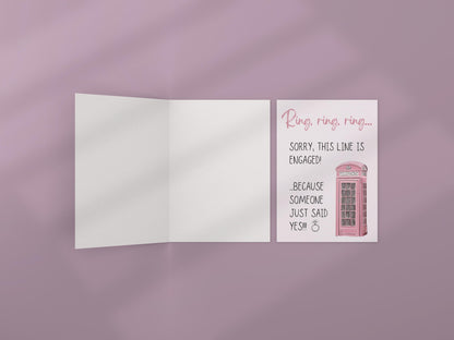 Engagement Card “Ring, ring” Sorry This Line Is Engaged Pink Telephone A6 Greeting Card | Newly Engaged Gift