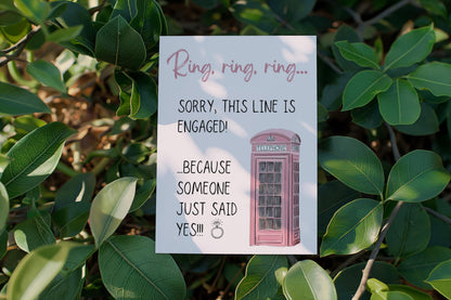 Engagement Card “Ring, ring” Sorry This Line Is Engaged Pink Telephone A6 Greeting Card | Newly Engaged Gift