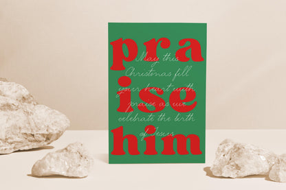 Christian Christmas Card Praise Him Card Cute Christmas Card Religious Holiday Greeting Jesus Birth Card Faith Based Card for Believers