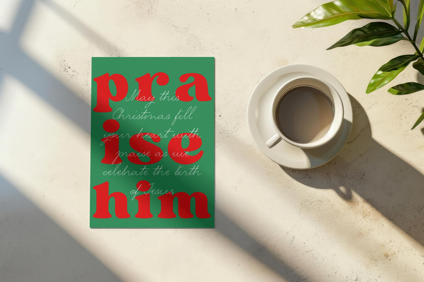 Christian Christmas Card Praise Him Card Cute Christmas Card Religious Holiday Greeting Jesus Birth Card Faith Based Card for Believers