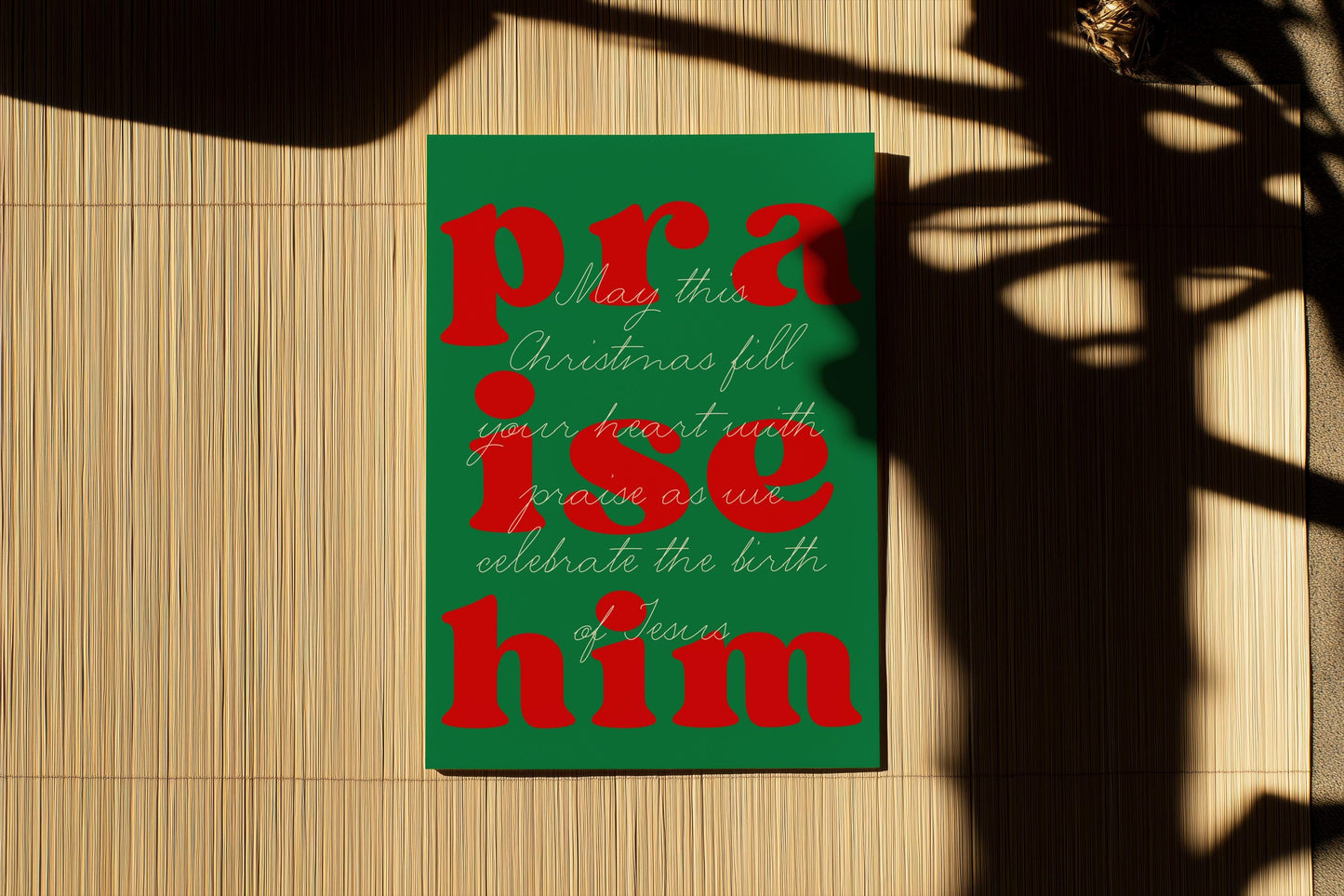 Christian Christmas Card Praise Him Card Cute Christmas Card Religious Holiday Greeting Jesus Birth Card Faith Based Card for Believers