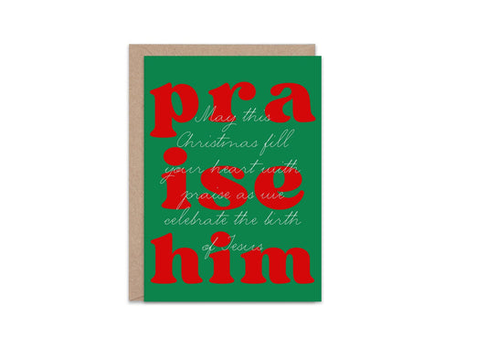 Christian Christmas Card Praise Him Card Cute Christmas Card Religious Holiday Greeting Jesus Birth Card Faith Based Card for Believers