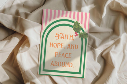 Faith Hope Peace Christmas Card Christian Holiday Greeting Religious Christmas Card Scripture Inspired Card Encouragement Christian Faith