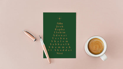 Names of God Christmas Card Typography Christian Holiday Greeting Religious Scripture Faith Stationery Bible Verse Card Jesus is the reason