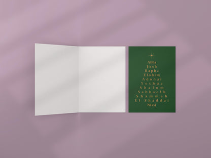 Names of God Christmas Card Typography Christian Holiday Greeting Religious Scripture Faith Stationery Bible Verse Card Jesus is the reason