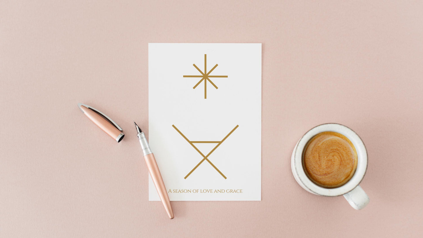 A6 Christmas Card Season of Love and Grace Minimalist Gold Holiday Greeting Christian Scripture Inspired Card Christmas Gift Card unique