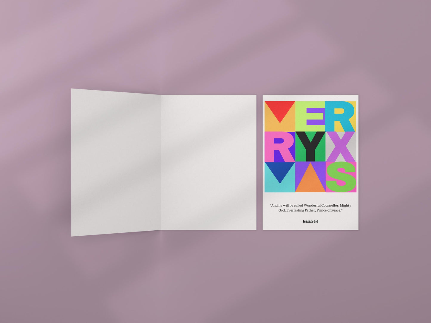 A6 Christian Christmas Card MERRY XMAS Modern Design Isaiah 9:6 Scripture Greeting Bold Colourful Holiday Card bible verse christmas card