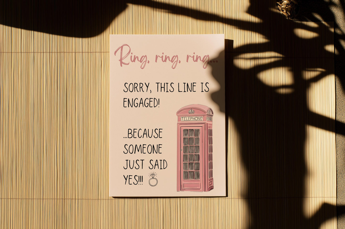 Engagement Card “Ring, ring” Sorry This Line Is Engaged Pink Telephone A6 Greeting Card | Newly Engaged Gift