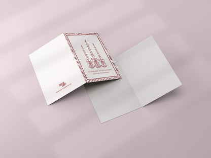 Minimalist Vintage Elegant Christmas Card Holiday Greeting Card Neutral Colour Candles Design Blank Inside Premium 300gsm Paper Envelope